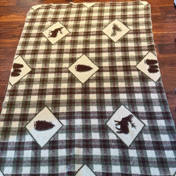 Woolrich vintage fleece cabin themed  throw blanket - Picture 1 of 10